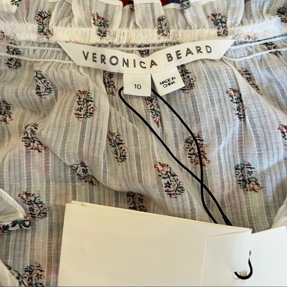 NWT Veronica Beard Abra Stamped Floral Top White Blouse - Picture 14 of 15